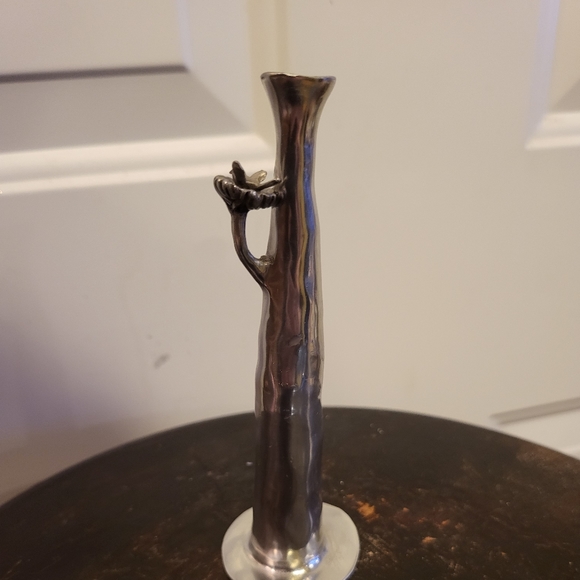 Pewter Bird in Nest Bud Vase 5.5" - Picture 3 of 7